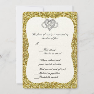 Gold Glitter Infinity Heart Response Kaart