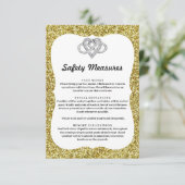 Gold Glitter Infinity Heart Safety Maatregelen Informatiekaartje (Staand voorkant)