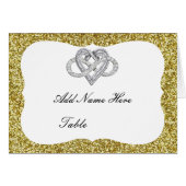 Gold Glitter Infinity Heart Table Place Card (Voorkant Horizontaal)