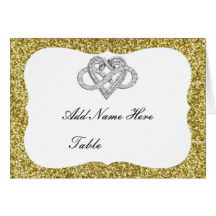 Gold Glitter Infinity Heart Table Place Card