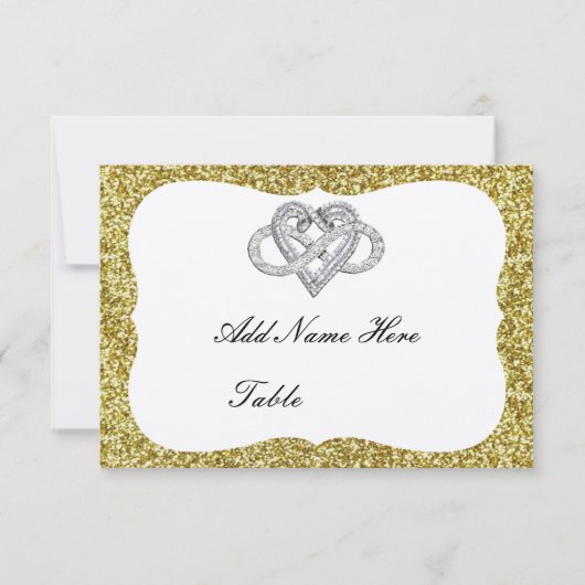 Gold Glitter Infinity Heart Table Place Card Kaart (Voorkant)