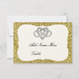 Gold Glitter Infinity Heart Table Place Card Kaart