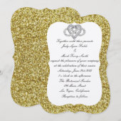 Gold Glitter Infinity Heart Wedding Uitnodiging (Voorkant / Achterkant)