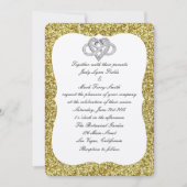 Gold Glitter Infinity Heart Wedding Uitnodiging (Voorkant)