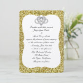Gold Glitter Infinity Heart Wedding Uitnodiging (Staand voorkant)