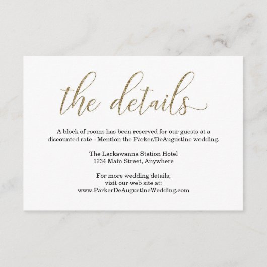 Gold Glitter Informatie Behuizing Kaart (Voorkant)