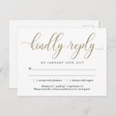 Gold Glitter Invitation RSVP-Briefkaart Uitnodiging Briefkaart (Voorkant / Achterkant)
