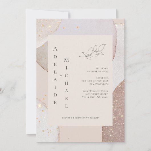 Gold Glitter Ivory Agate Wedding Kaart (Voorkant)