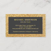 Gold Glitter Jet Vliegtuig Airline Pilot Visitekaartje (Achterkant)
