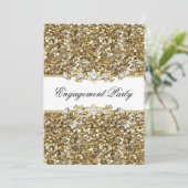 Gold Glitter & Jewel Engagement Party nodigt uit Kaart (Staand voorkant)