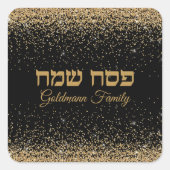 Gold Glitter Jewish Hebrew Happy Passover Pesach  Vierkante Sticker (Voorkant)