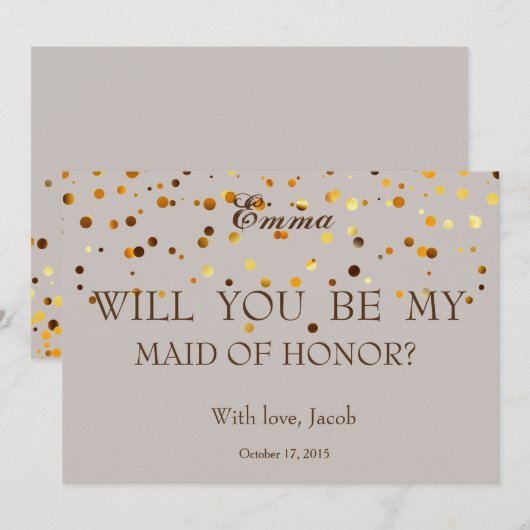 Gold Glitter, jij zult mijn bruidsmeisje zijn Kaart (Voorkant / Achterkant)