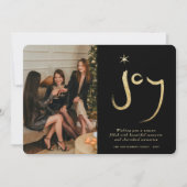 Gold Glitter Joy Brush Calligrafie kerstfoto Feestdagenkaart (Voorkant)