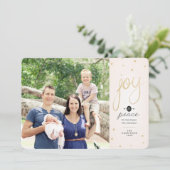 Gold Glitter Joy-fotokerstkaart Feestdagenkaart (Staand voorkant)