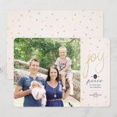 Gold Glitter Joy-fotokerstkaart Feestdagenkaart (Voorkant / Achterkant)