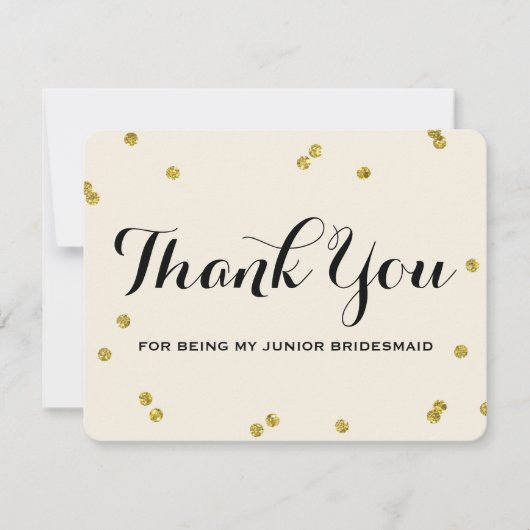 Gold Glitter | Junior Bridesmaid Bedankt voor je k Kaart (Voorkant)