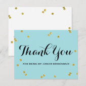 Gold Glitter | Junior Bridesmaid Bedankt voor je k Kaart (Voorkant / Achterkant)