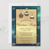 Gold Glitter, kerstballen Green Company Party Kaart (Voorkant)