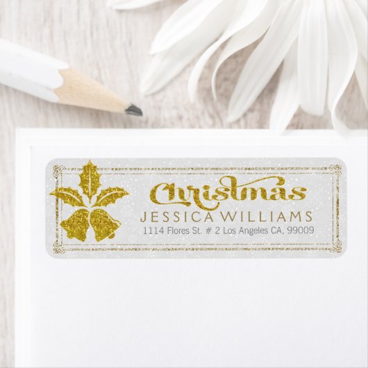 Gold Glitter-kerstballonnen Etiket (Insitu)