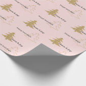 Gold Glitter-kerstbomen Blush Pink Cadeaupapier (Hoek)