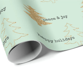 Gold Glitter-kerstbomen Mint Cadeaupapier