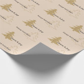 Gold Glitter kerstbomen Peach Cream Quottes Cadeaupapier (Hoek)