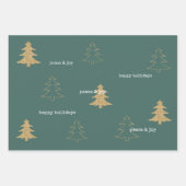 Gold Glitter kerstbomen Pine Green Quottes Inpakpapier Vel (Voorkant)