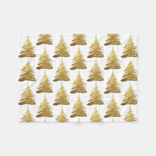 Gold Glitter-kerstboom Fleece Deken