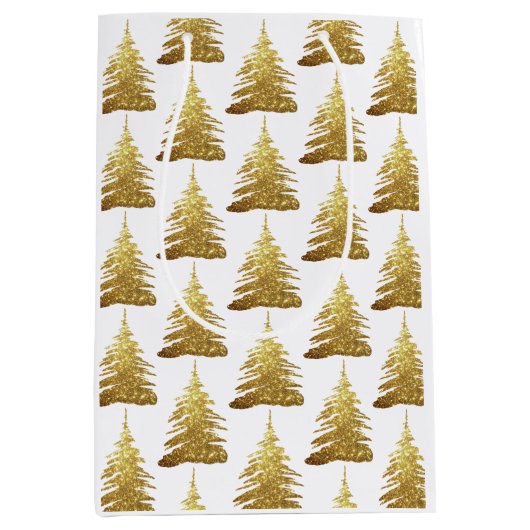  Gold Glitter-kerstboom Medium Cadeauzakje (Voorkant)