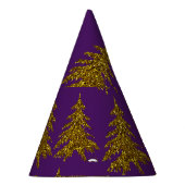 Gold glitter kerstboom op paarse achtergrond feesthoedjes (Rechts)
