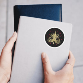 Gold Glitter-kerstboom Ronde Sticker