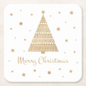 Gold Glitter-kerstboomster  Kartonnen Onderzetters (Voorkant)