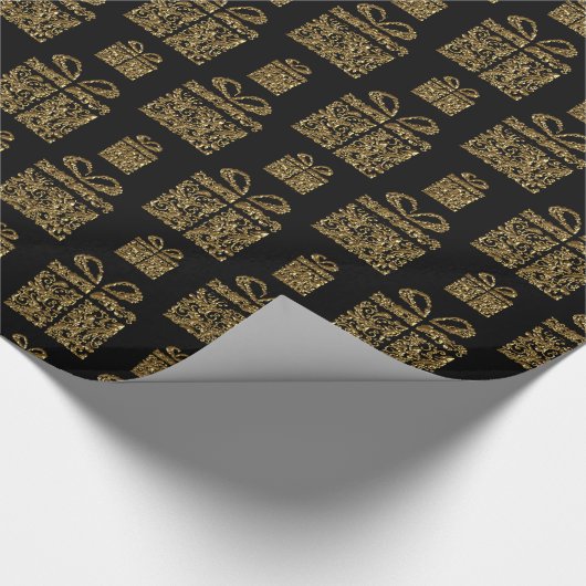 Gold Glitter-kerstcadeaupapier voor kerstcadeautje Cadeaupapier (Hoek)