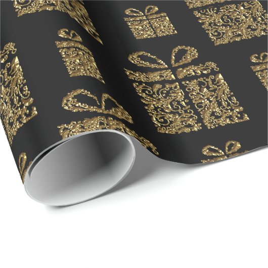 Gold Glitter-kerstcadeaupapier voor kerstcadeautje Cadeaupapier (Rol Hoek)
