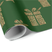 Gold Glitter-kerstcadeaupapier voor kerstcadeautje Cadeaupapier (Rol Hoek)