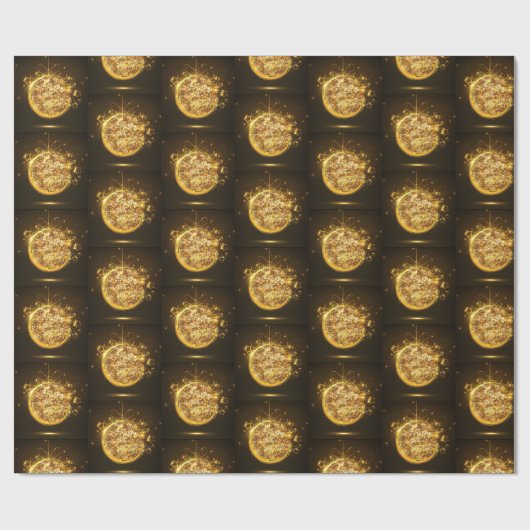 Gold Glitter-kerstversiering Elegant Dark Brown Cadeaupapier (Vlak)