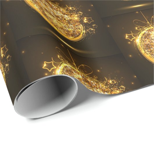 Gold Glitter-kerstversiering Elegant Dark Brown Cadeaupapier (Rol Hoek)