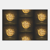 Gold Glitter-kerstversiering Elegant Dark Brown Inpakpapier Vel (Voorkant 3)