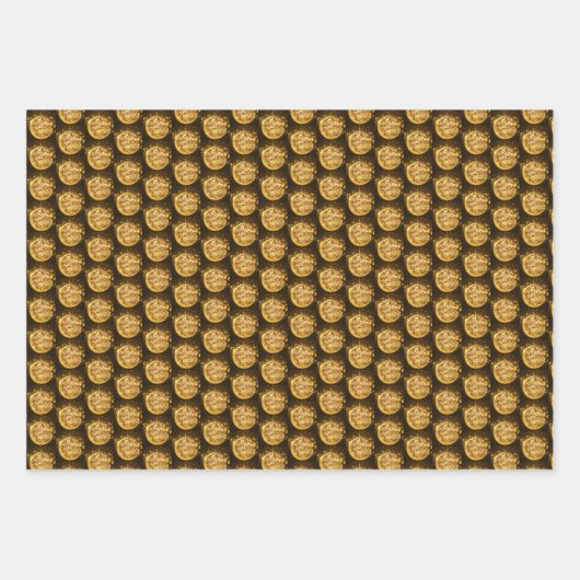 Gold Glitter-kerstversiering Elegant Dark Brown Inpakpapier Vel (Voorkant 2)