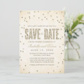 Gold Glitter Kijk Confetti Stippen sparen de Datum Save The Date (Staand voorkant)