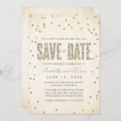 Gold Glitter Kijk Confetti Stippen sparen de Datum Save The Date (Voorkant / Achterkant)