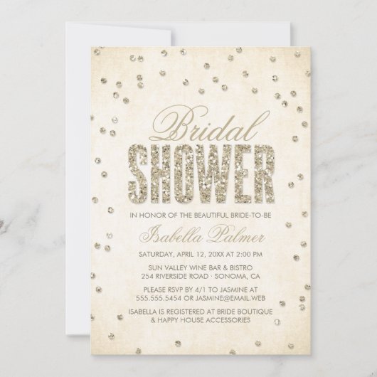 Gold Glitter Kijk Confetti Stippen Vrijgezellenfee Kaart (Voorkant)