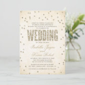 Gold Glitter Kijk Confetti Stippen Weddenschap Kaart (Staand voorkant)
