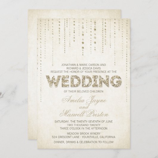 Gold Glitter Kijk Weddenschap Kaart (Voorkant / Achterkant)