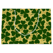 GOLD GLITTER KIJKT UIT NAAR IERSE SCHAMROKKEN GROOT CADEAUZAKJE (Voorkant)