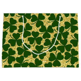 GOLD GLITTER KIJKT UIT NAAR IERSE SCHAMROKKEN GROOT CADEAUZAKJE