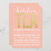 Gold Glitter Kitchen Tea Shower Party - Uitnodigin Kaart (Voorkant / Achterkant)