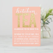 Gold Glitter Kitchen Tea Shower Party - Uitnodigin Kaart (Staand voorkant)
