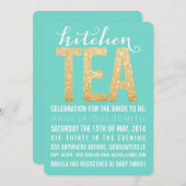 Gold Glitter Kitchen Tea Shower Party - Uitnodigin Kaart (Voorkant / Achterkant)