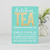 Gold Glitter Kitchen Tea Shower Party - Uitnodigin Kaart (Staand voorkant)